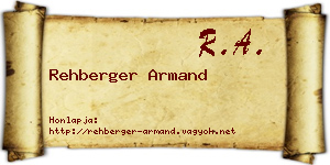 Rehberger Armand névjegykártya